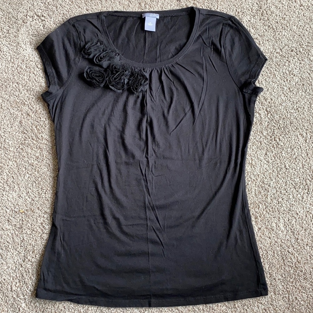 WHBM shabby chic rose embellished tshirt.